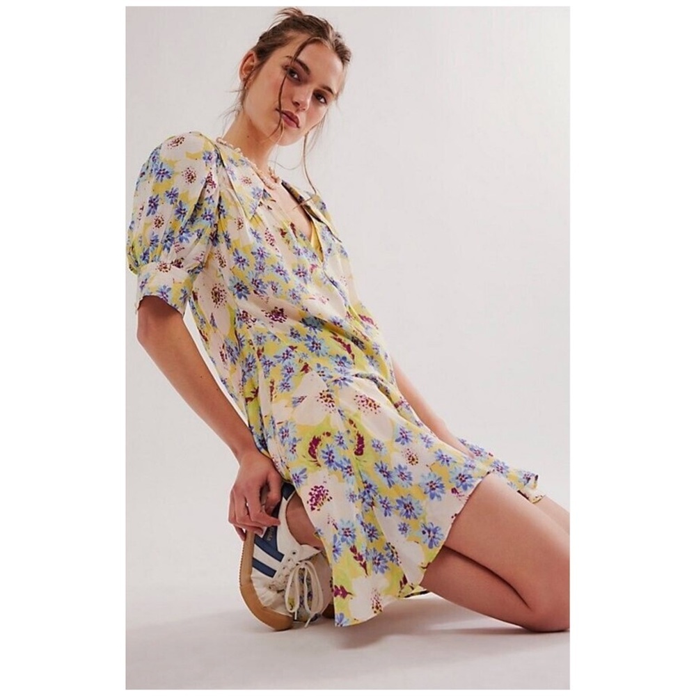 Free People | Sugar Crush Mini Dress Lemon Combo | S